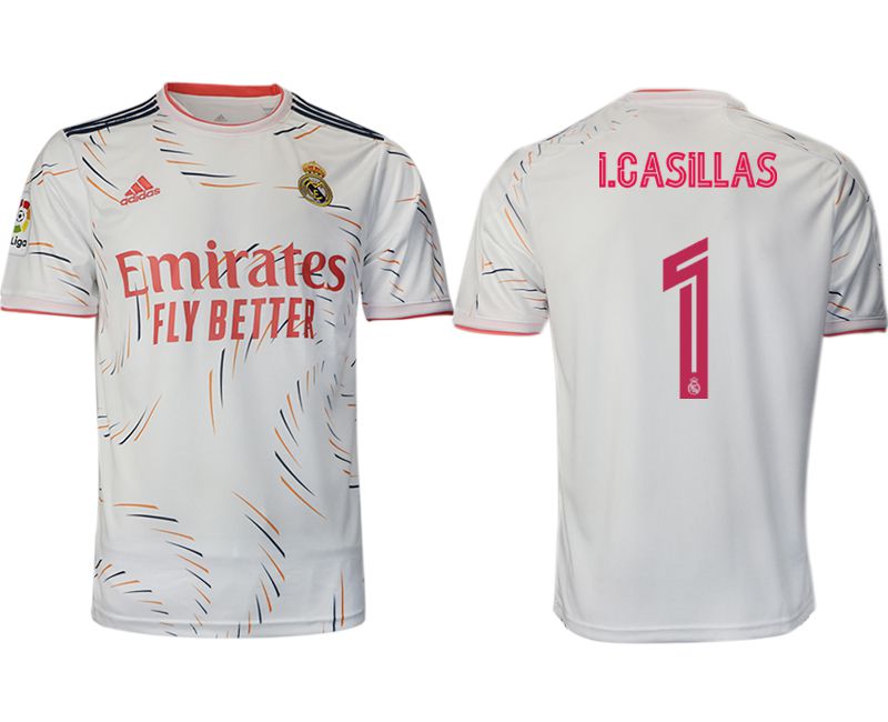 Men 2021-2022 Club Real Madrid home aaa version white #1 Adidas Soccer Jerseys